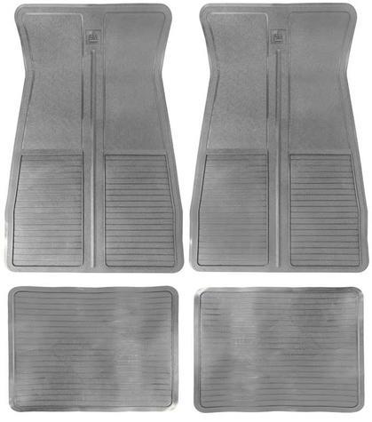 1973-87 GM	 Rubber Floor Mat Set	 With GM Logo	 Factory Style	 Set of 4	 Gray