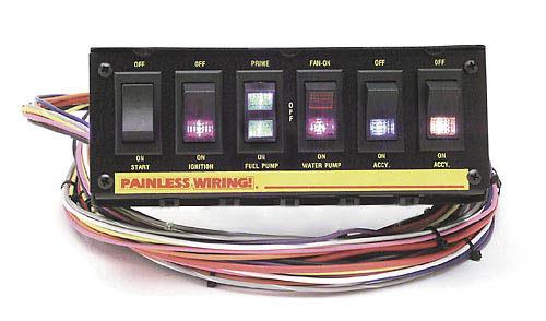 6 Switch Lighted Non-Fused Rocker Switch Panel w/wiring