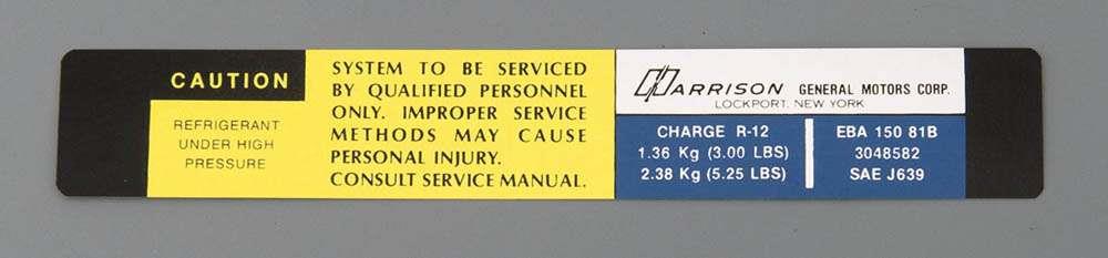 A/C Evaporator Box Decal,1983