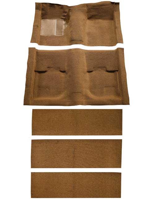 1969-70 Mustang Fastback Nylon Loop Floor Carpet with Fold Downs and Mass Backing  - Ginger