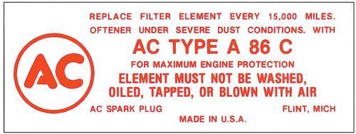 283/348 AIR CLEANER SERVICE INSTRUCTION DECAL