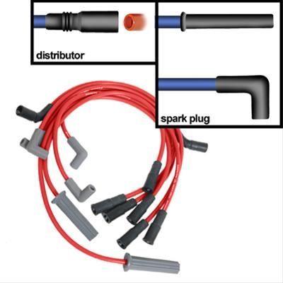 Spark Plug Wires, Spiro Wound, 8mm, Red, 90/180 Degree Boots, Chevy, GMC, 4.3L, V6, Set