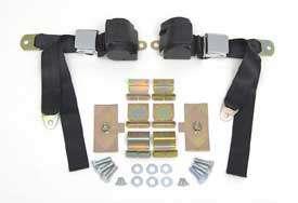 3-Point Shoulder Harness & Seat Belt Kit, Retractable, Retrofit, Black, 1963-1967