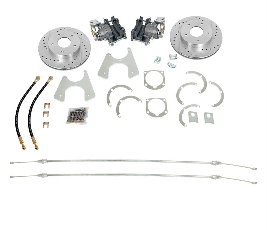 Brake Kit, Drum to Disc Conversion, Cross-Drilled/Slotted Rotors, Calipers, Rear, Chevy, Kit