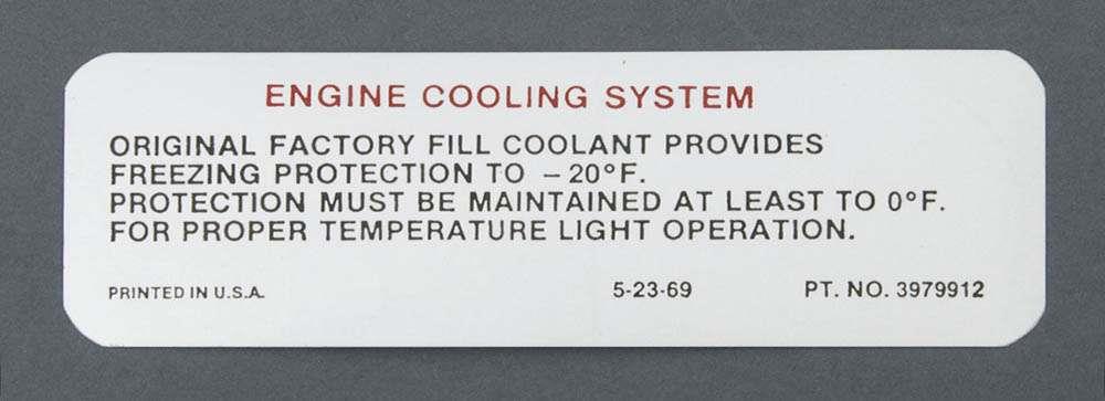 Cooling Systm Warn Decal,70-71