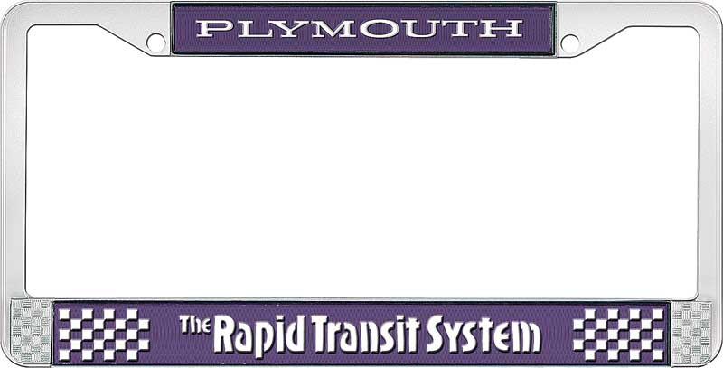 PLYMOUTH RAPID TRANSIT SYSTEM LICENSE PLATE FRAME - IN-VIOLET