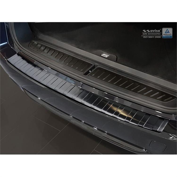 Zwart RVS Achterbumperprotector passend voor BMW 5-Serie G31 Touring 2017-2020 excl. M-Sport 'Ribs'