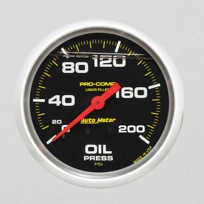 Oil pressure, 67mm, 0-200 psi, mechanical, liquid filled