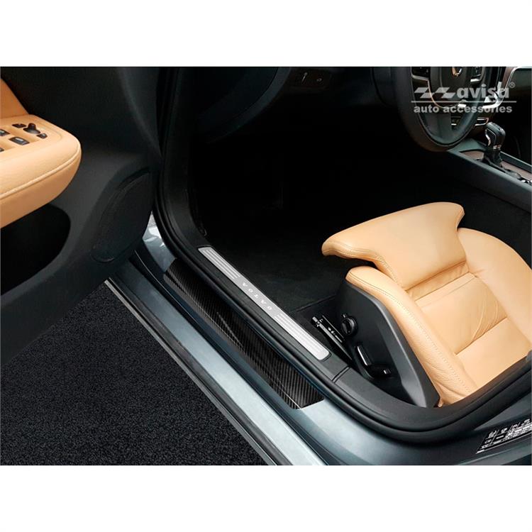 3D Black Carbon Door sill protectors suitable for Volvo S60 III & V60 II 2018- 4-pieces