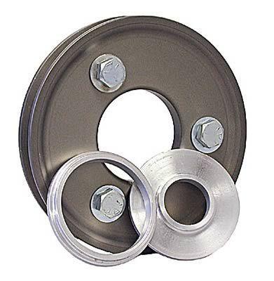 Crankshaft Pulley, V-Belt, 1-Groove, Aluminum, Clear Anodized, Chevy, Small Block, Short/Long Pump