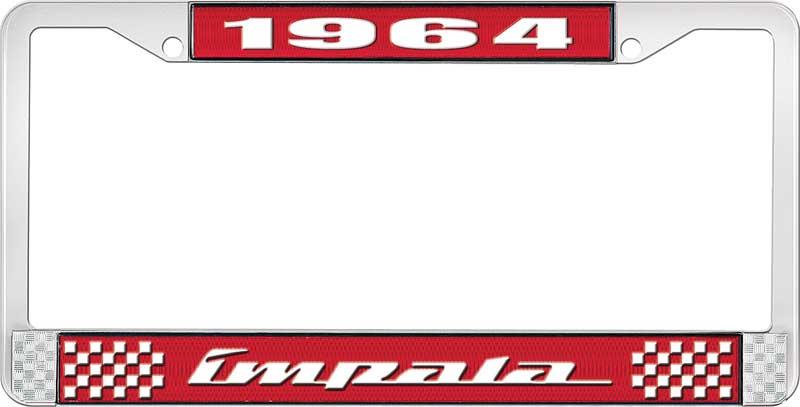 nummerplåtshållare, 1964 IMPALA röd/krom , med vit text