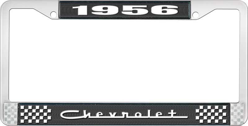 nummerplåtshållare, 1956 CHEVROLET svart/krom, med vit text