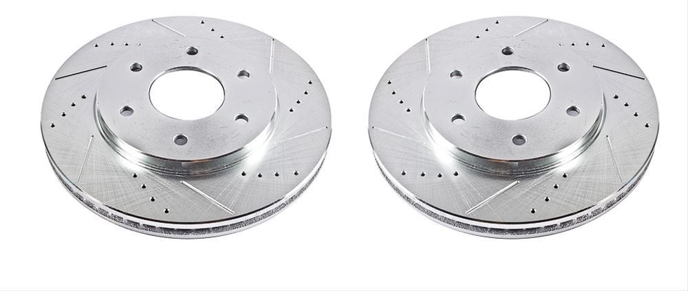 Brake Rotors, Iron, Zinc Dichromate Plated, Drilled/Slotted, Front, Infiniti, for Nissan, Pair