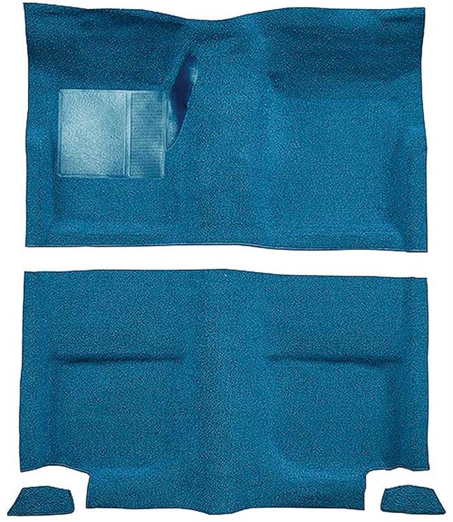 1965-68 Mustang Fastback Nylon Loop Floor Carpet without Fold Downs, with Mass Backing - Light Blue