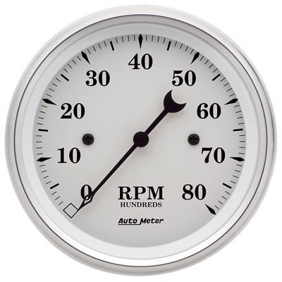 Tachometer 86mm 0-8.000rpm Old Tyme White