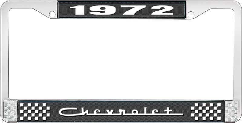nummerplåtshållare, 1972 CHEVROLET svart/krom, med vit text