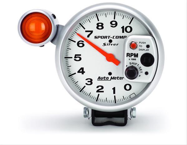 Tachometer 127mm ( 5" ) 0-10.000rpm Sport-comp Silver Shiftlight