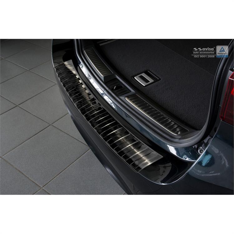 Zwart RVS Achterbumperprotector passend voor Toyota Avensis III Facelift 2015- 'Ribs'