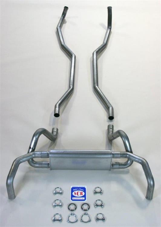 Original Style Exhaust System, For Big Block With Manifolds, 2-1/2", Stainless, Turn Down