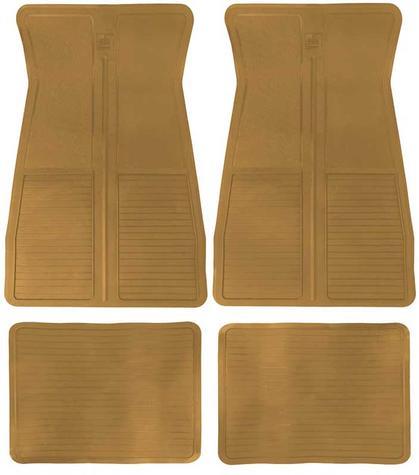 1973-87 GM	 Rubber Floor Mat Set	 With GM Logo	 Factory Style	 Set of 4	 Tan