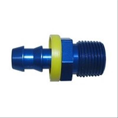 Fitting, Hose End, Straight, Push-Lite, -6 AN Hose to Male 3/8 in. NPT, Aluminum, Blue, Each