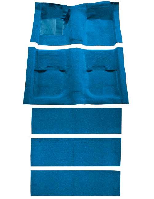 1969-70 Mustang Fastback Passenger Area Nylon Floor Carpet with Fold Downs - Medium Blue