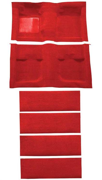 1971-73 Mustang Coupe/Fastback Nylon Loop Floor Carpet with Fold Downs - Medium Red