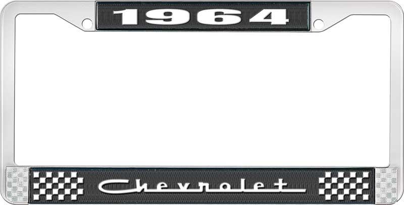 nummerplåtshållare, 1964 CHEVROLET svart/krom, med vit text