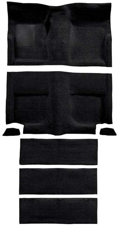 1965-68 Mustang Fastback Loop Carpet with Fold Downs and Mass Backing - Black