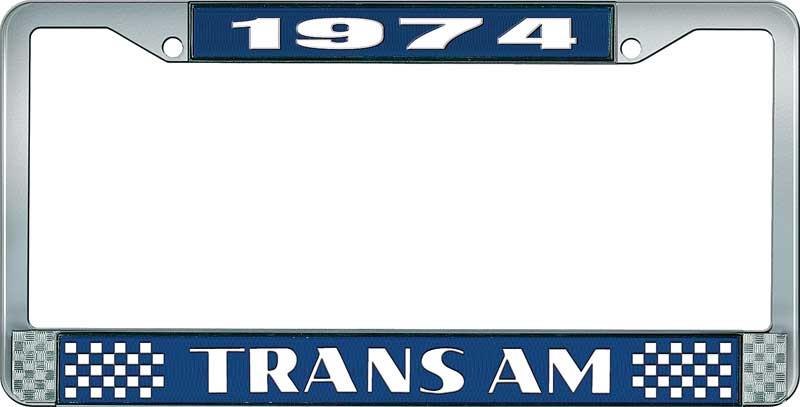 nummerplåtshållare, 1974 Trans Am Style #2   blå/krom, med vita bokstäver