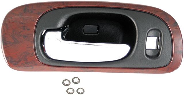 interior door handle black lever, woodgrain housing