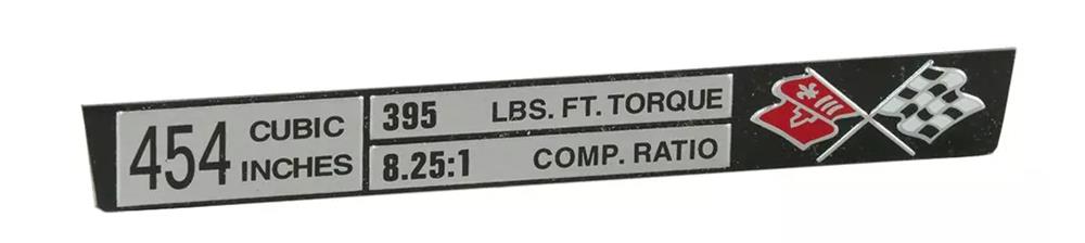 Console Specifications Plate 454ci/8.25:1 Ratio