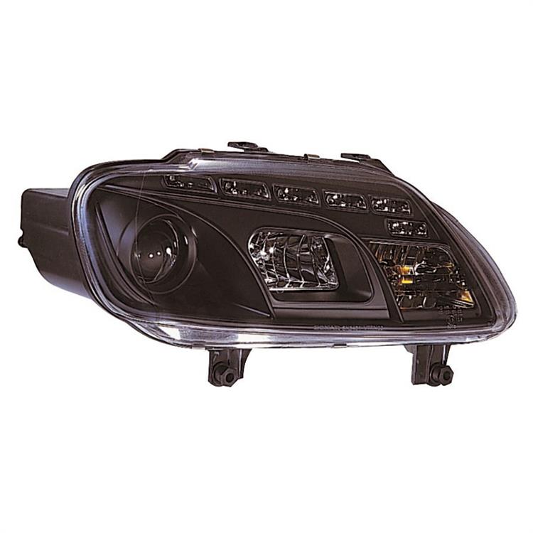 Set Koplampen in DRL-Look passend voor Volkswagen Touran 2003-2006 & Caddy II 2004-2010 - Zwart