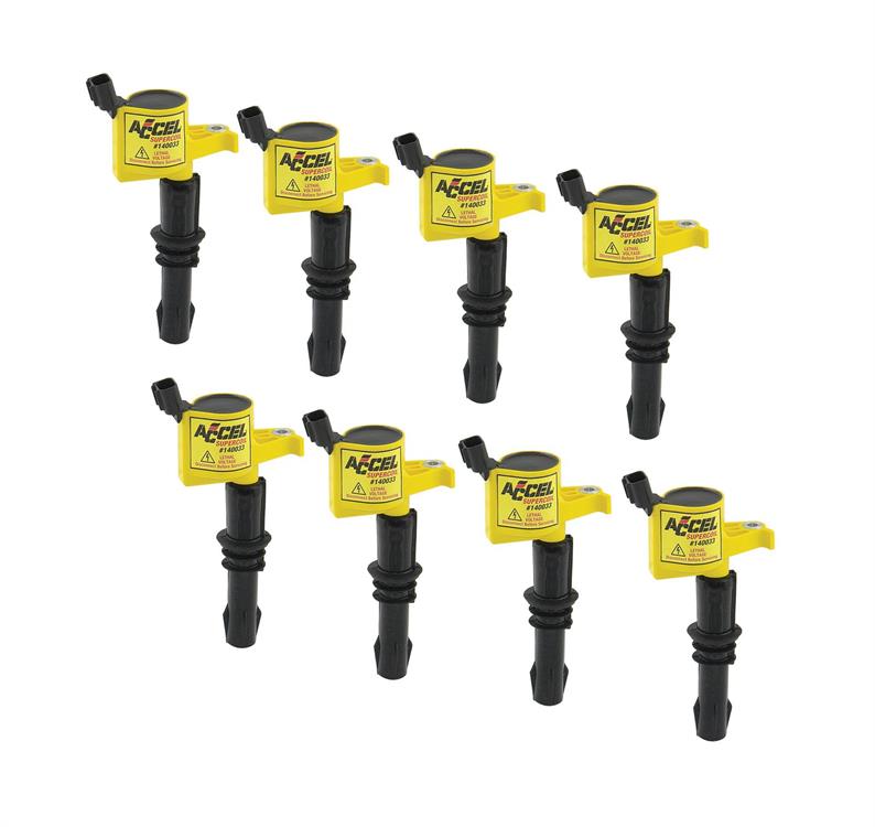 Ignition Coils, Super Coil, Epoxy, Yellow, Ford, Modular, Early 3-Valve