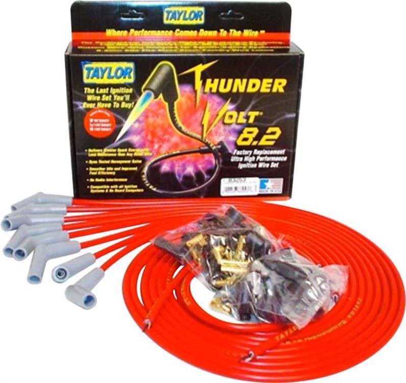 V8 TAYLOR THUNDER VOLT 8.2 IGNITION WIRES UNIVERSAL FIT RED/135 DEGREE BOOTS