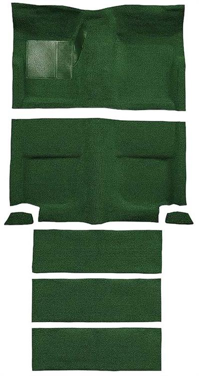 1965-68 Mustang Fastback Nylon Floor Carpet  with Fold Downs and Mass Backing - Green