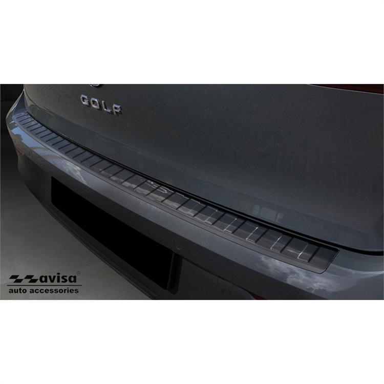 Black Stainless Steel Rear bumper protector suitable for Volkswagen Golf VIII HB 5-doors 2020- 'Ribs'