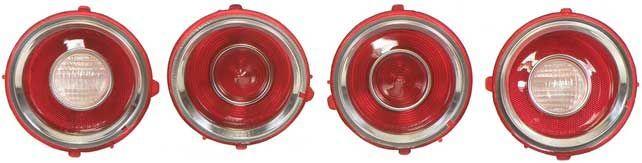 1971-73 CAMARO RS TAIL LAMP/BACK UP LENS KIT WITH CHROME TRIM RING (2ND DESIGN)