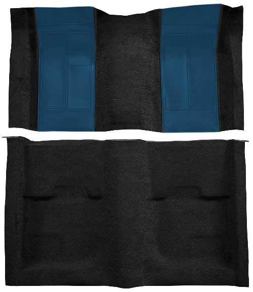 1970 Mustang Mach 1 Passenger Area Nylon Floor Carpet - Black with Dark Blue Inserts
