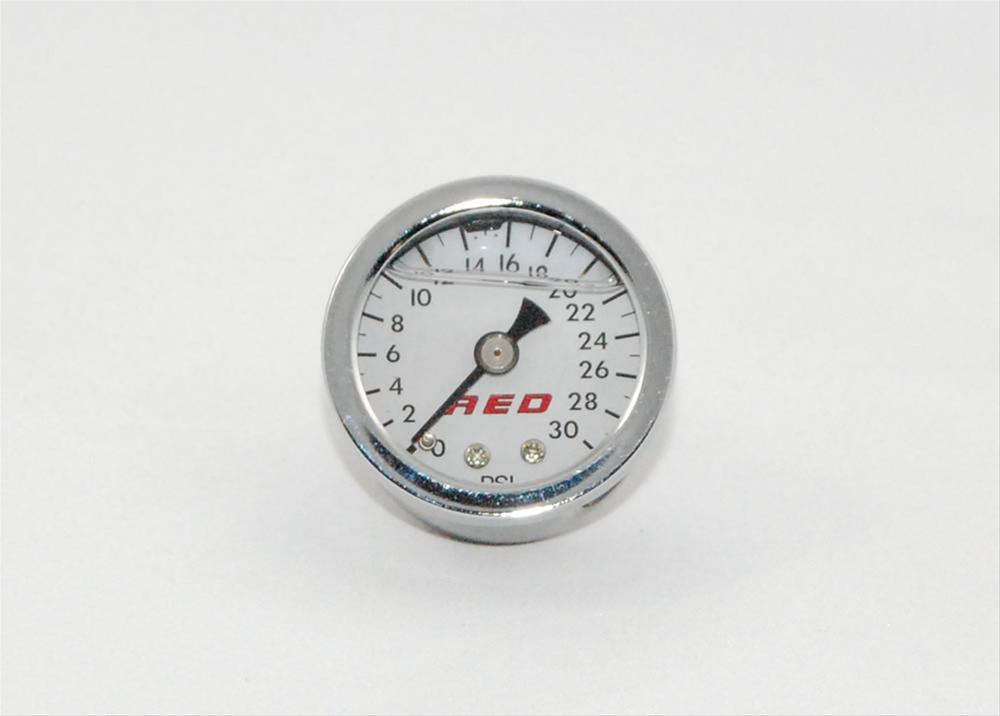 Fuel pressure, 38mm, 0-30 psi, mechanical, liquid filled
