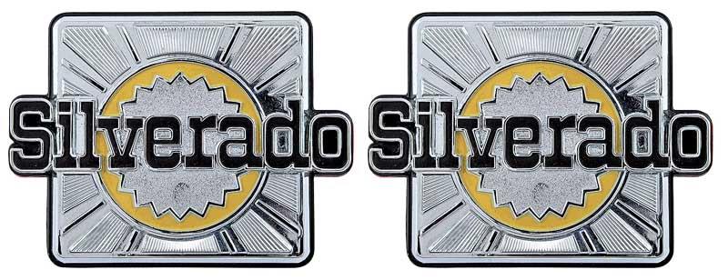 1981-88 Chevrolet K5 BLAZER; "Silverado" Rear Quarter Panel Emblem Set; Pair