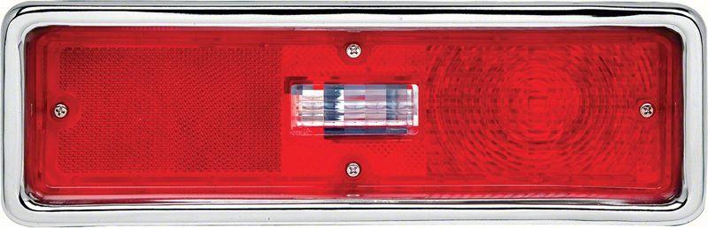 Tail Lamp Assembly, Passenger Side, Chrome Housing, Red/Clear Lens, Chevy, Each