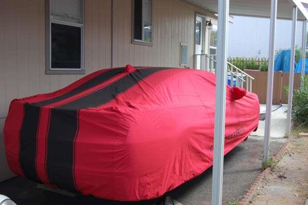 Car Cover, Red with Black Stripes