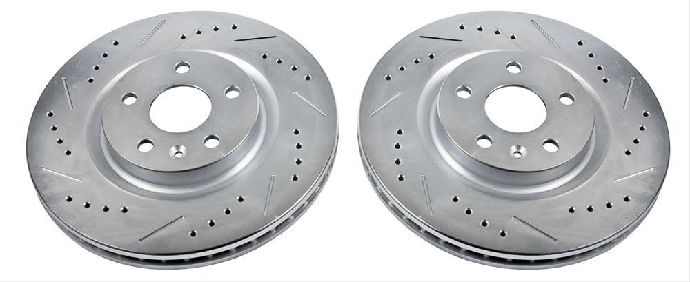 Brake Rotor, Zinc Plated, Drilled and Slotted Surface, Cadillac, Chevy, Front, Pair