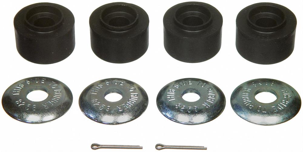 Bushings, Strut Rod, Rubber, Black, Front,