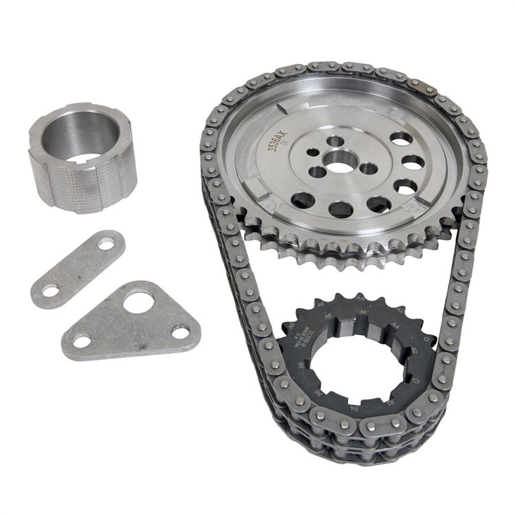 Timing Chain and Gear Set, Double Roller, Billet Steel, 3-Bolt, Four Position Cam Sensor, Chevy 6.0L
