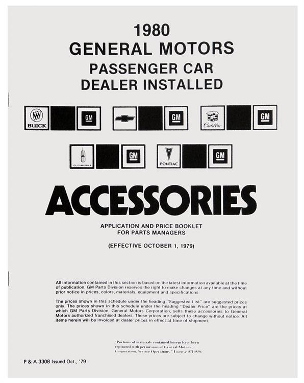 Accessory Price List, 1980 GM, All