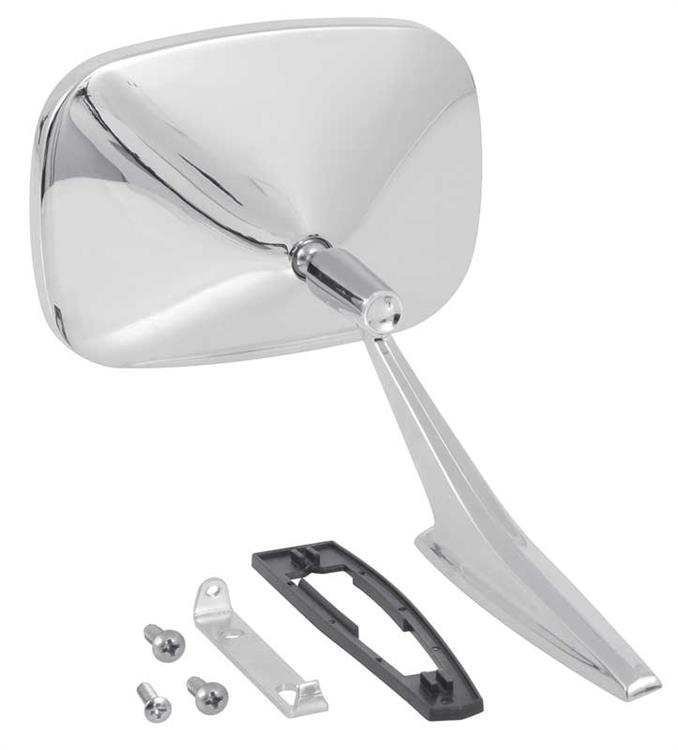 1968-72 Chevrolet/Pontiac; Exterior Door Mirror; Chrome; Ribbed; RH Passenger Side; OE Replacement