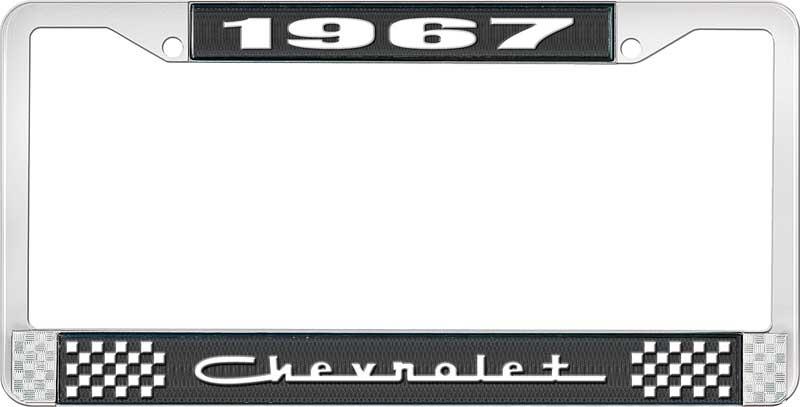 nummerplåtshållare, 1967 CHEVROLET svart/krom, med vit text