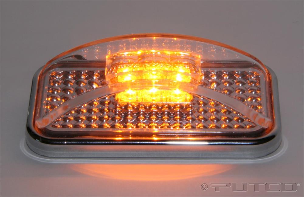 Side Marker Light Assembly, LED, Clear Lens, Amber LED, 3 in. x 1in., Each